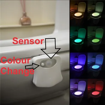 

Smart RV Toilet Night Light LED Body Motion Activated on/Off Seat Sensor Lamp 8 Color WC Toilet Night Light Lamp for Motorhome