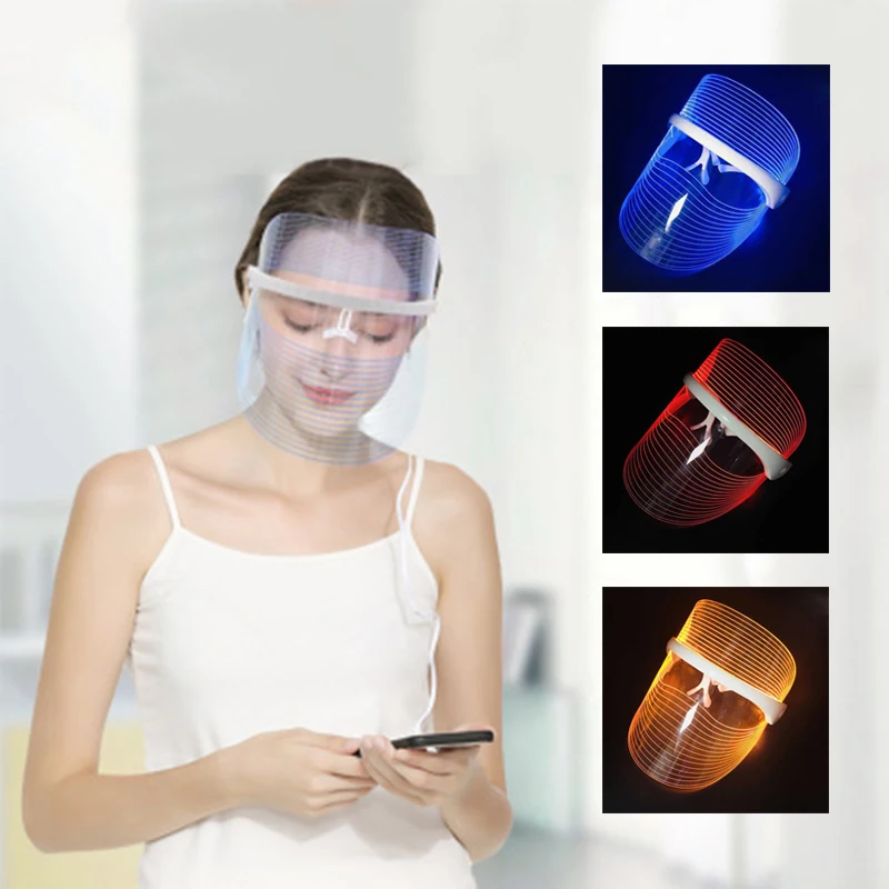 

3 Colors Led Lights Therapy Mask Anti Aging Skin Firming Mask Acne Removal Machine Spa Beauty Device Skin Care Rejuvenation Tool
