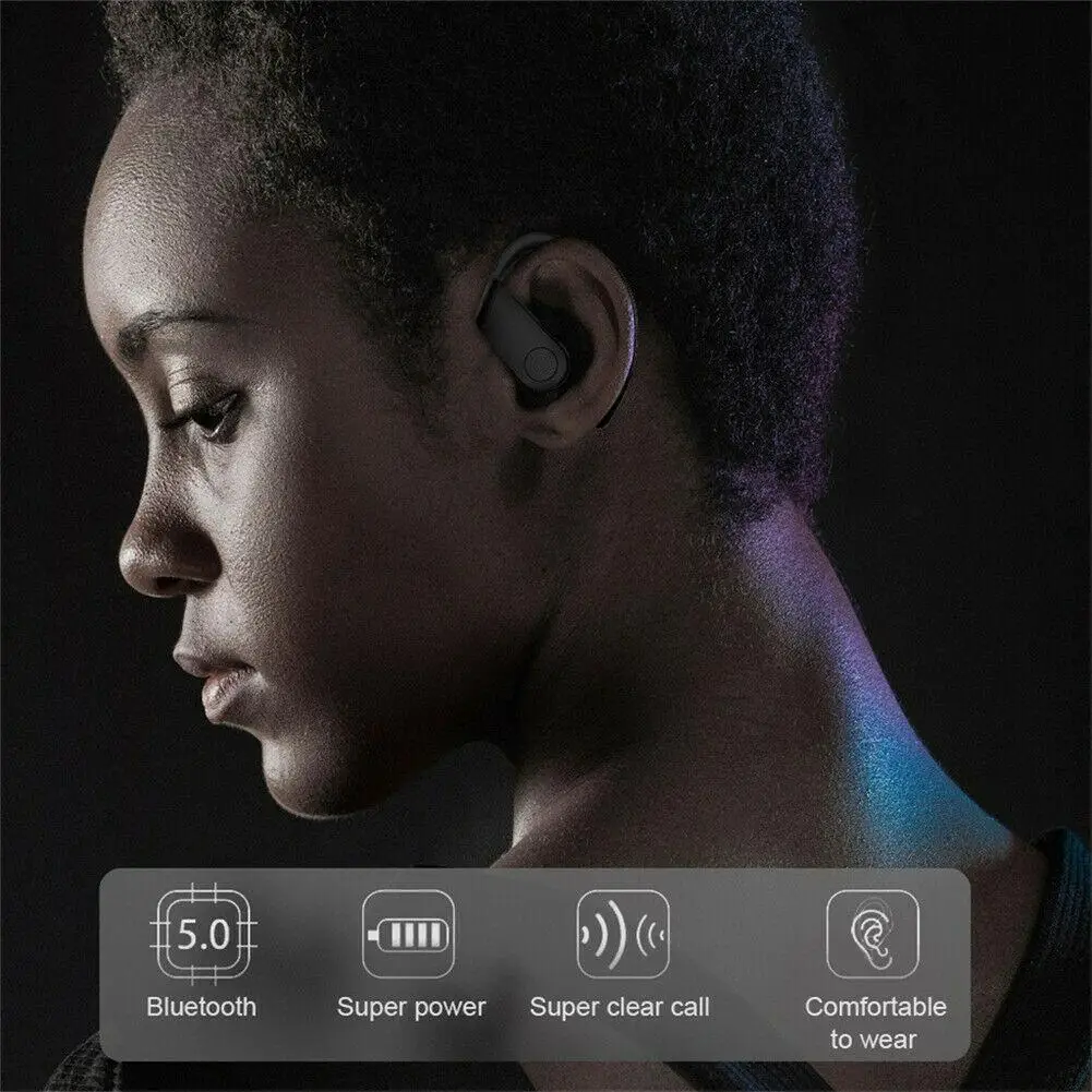 TWS Wireless Earphones Bluetooth Headphones Ear hook Earbuds Stereo Music for iPhone Samsung Huawei Motorola E G LG