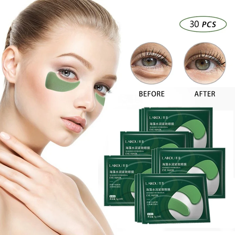 

15bags/30PCS Seaweed Moisturizing Firming Eye Mask Brightening Complexion Anti-Puffy Dark Circles Relieve Eyes Patch