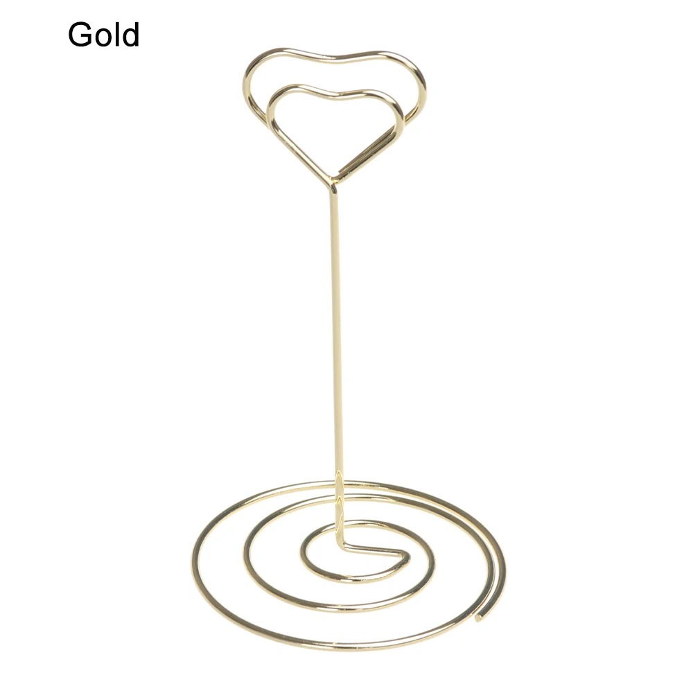 Romantic Wedding Party Desktop Decoration Love Shape Place Card Holder Photo Clip Table Number Stand Business Card Holder - Цвет: Gold