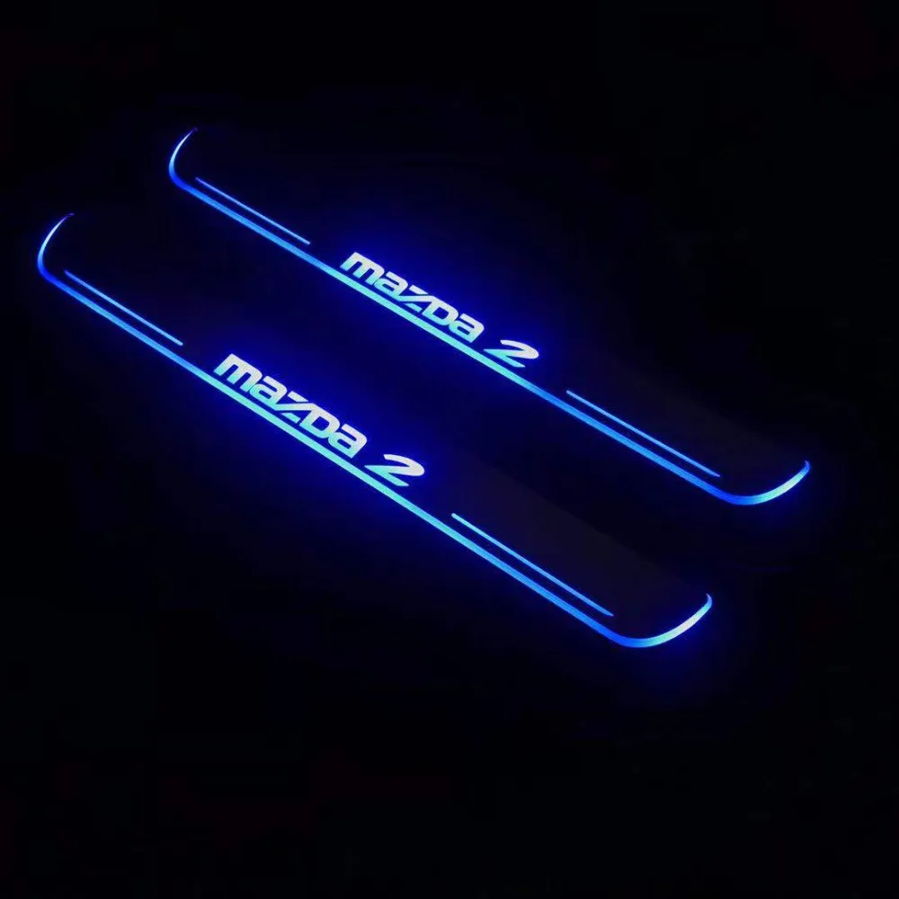 RQXR led движущиеся двери потертости для mazda 2 динамический порог пластина плоская подкладка накладка струящийся/фиксированный свет, 2 шт