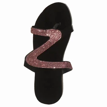 

summer woman slippers flip flopsFashion Bright Rhinestone Flat Sandals Casual Clip Toe Non-Slip Beach Slippers Slip-On Flip Flop