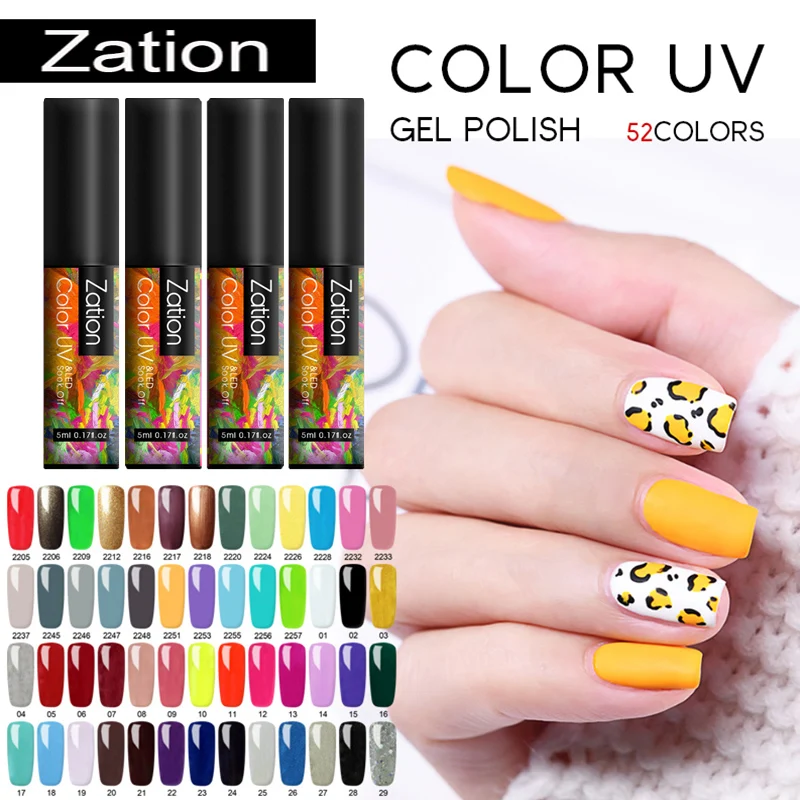 Zation Pure Color UV Gel New 2019 Nail Art Manicure 52 LED Soak Off DIY Paint Polishes Lacquer |