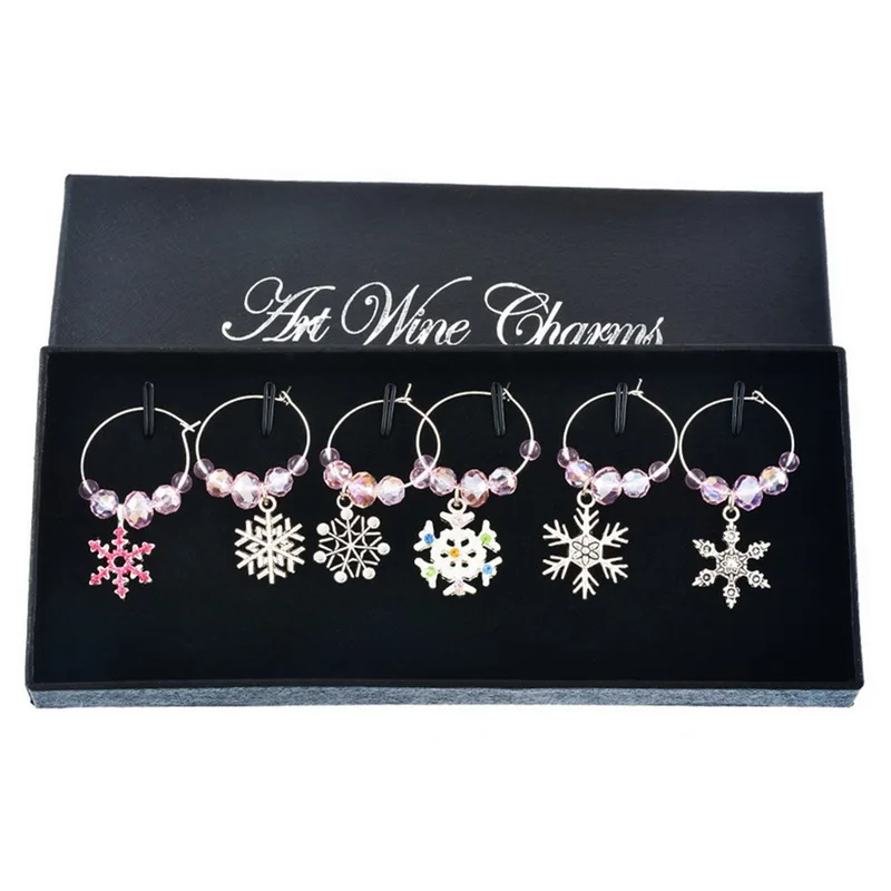 14 Ladies Charms Fit Wine Glass For Decorations Christmas Party For Women 1 Set/6 PCs Green Enamel Wine Christmas Series - Окраска металла: 14