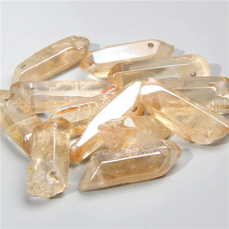 

Multi Color 10 Pieces Natural Crystal Quartz Point Beads 6-10 mm*25-40 mm Top Drilled Quartz Stick Beads For Graduated Pendant