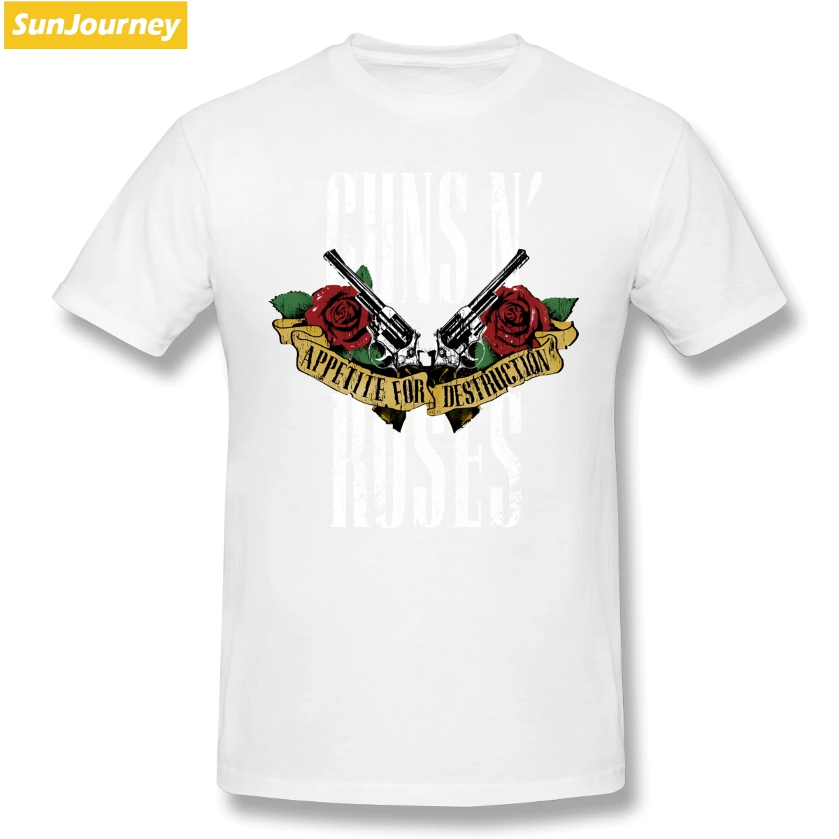 Harajuku guns N Roses Мужская футболка из хлопка с коротким рукавом на заказ Homme - Цвет: Белый