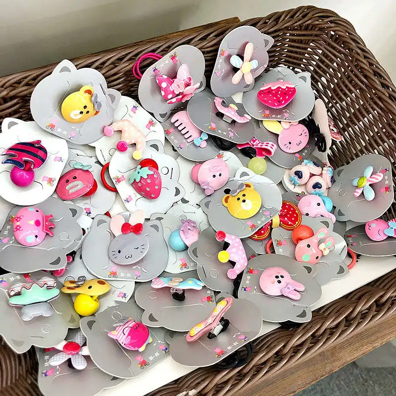 6pcs random 6 шт./партия, милые эластичные волосы полосатые дети с рисунком для девочек, детские веревки для волос принцессы ручной работы, милые аксессуары для волос, головные уборы - Цвет: 6pcs random