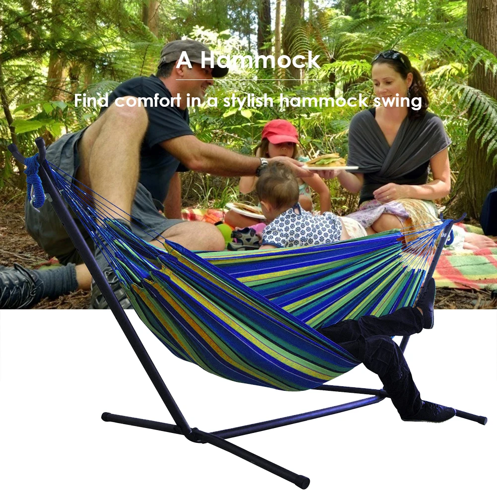 Outdoor Convenient Portable Canvas Hammock No Stand Multi-functional Practical Camping Sleep Swing Hanging Bed Garden Furniture 9