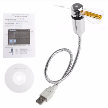 

Mini USB Fan gadgets Flexible Cool Gooseneck LED Programmable Fan for PC Laptop Notebook Desktops AS99