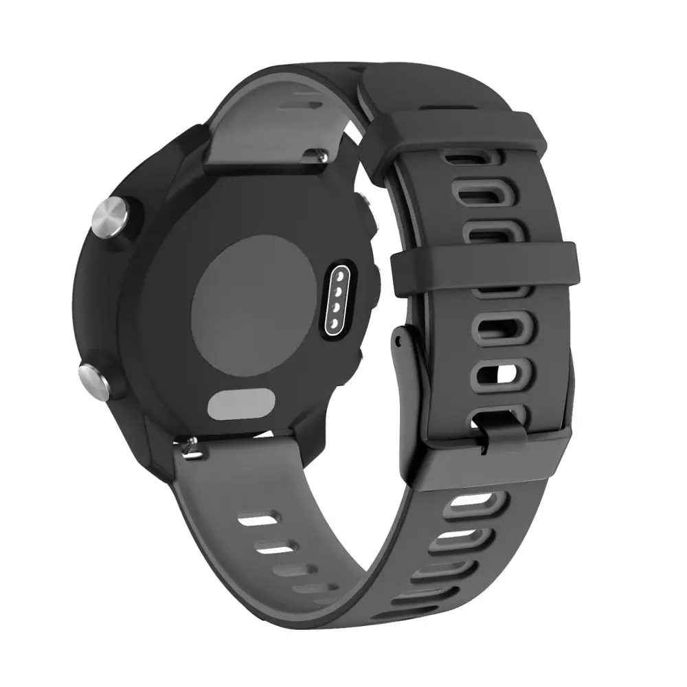 Ремешок для часов Garmin Forerunner 245 245M 645 645MUSIC vivoactive, мягкий силиконовый браслет, сменный ремешок для часов - Цвет ремешка: Black gray