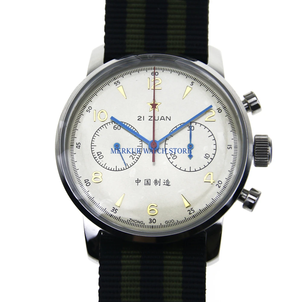 

Red Star Mechanical Chronograph For Seagull 1963 ST1901 Movement Mens Pilot Watch Flieger B-UHR Handwinding Military 42MM Ivory