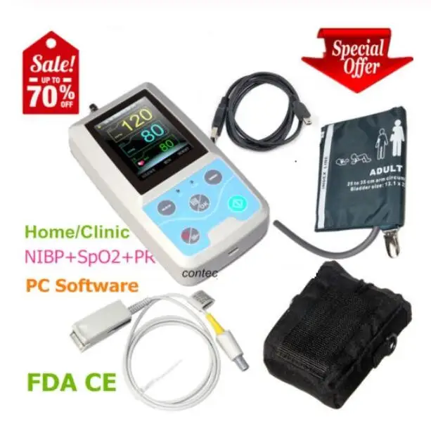 

FDA CONTEC PM50 Portable Vital Signs Patient Monitor NIBP/SpO2/Pr,PC Software