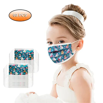 

60pcs Children's Christmas Face Masks Disposable Protection Mask Cartoon Pattern Mouth Cover Ear Hook Mascarillas Infantiles