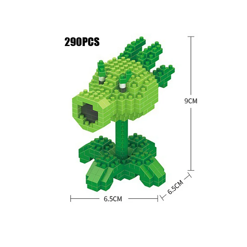 Мультфильм игра растение против зомби микро алмазный блок Peashooter Chomper Jalapeno высокий орех Подсолнух вишня бомба Кукуруза нанокирпич игрушки - Цвет: peas
