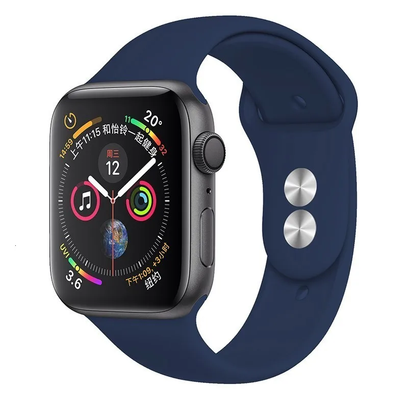 04 Cobalt blue Силиконовый ремешок для Apple Watch band 44 мм 42 мм iwatch series 5 4 3 2 1 браслет 40 мм 38 мм pulseira умные часы аксессуары петля - Цвет ремешка: 04 Cobalt blue