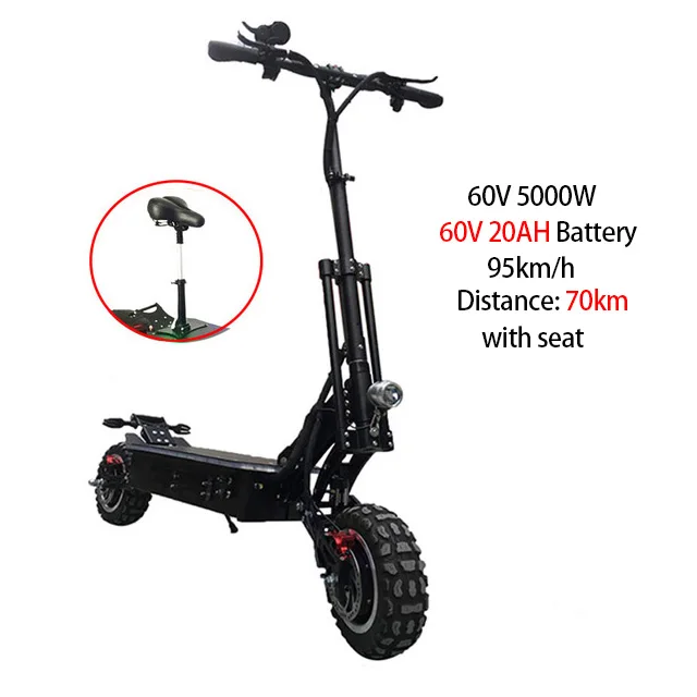 60V 20AH 5000 Вт 95KMH высокоскоростной Электрический скутер samsung Аккумулятор складной для взрослых с сиденьем Электрический 2 мотор внедорожный мощный Ховерборд - Цвет: 60V 20AH