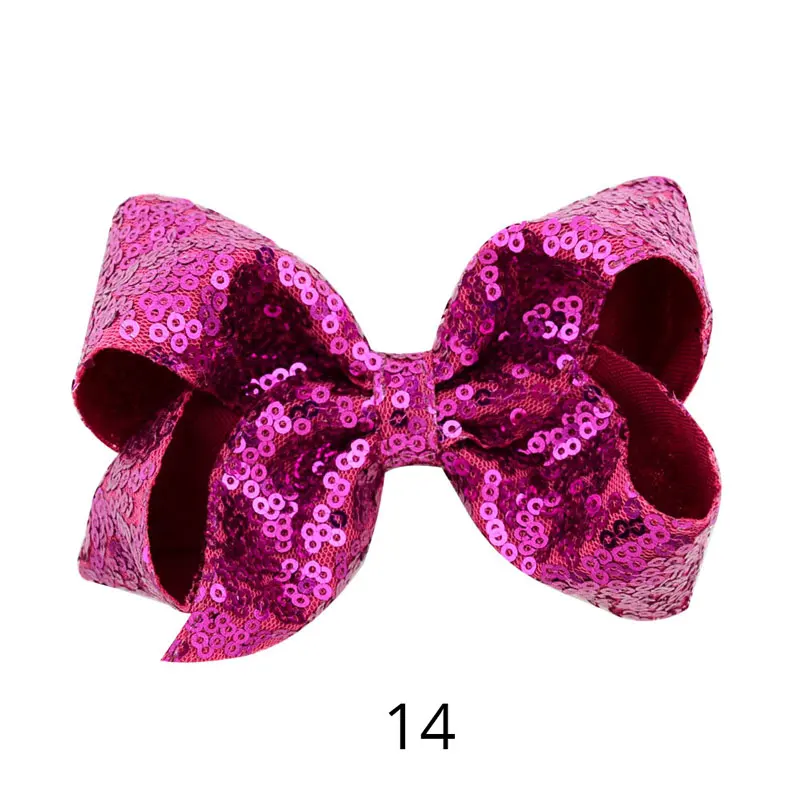 Riclia 20pcs Big Bow Kids Hairpins Sequin Colorful Child Hair Accessories Fashion Princess Hair Clips Boutique Girls Hair Bands - Цвет: 14