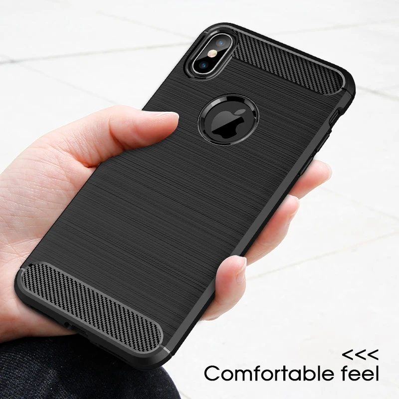 cheap Carbon Fiber Texture Brushed Phone Case For iPhone 11Pro 11 Pro MAX Solid color Brushed Soft Cover For iPhone 6 6s 5 5S SE Plus