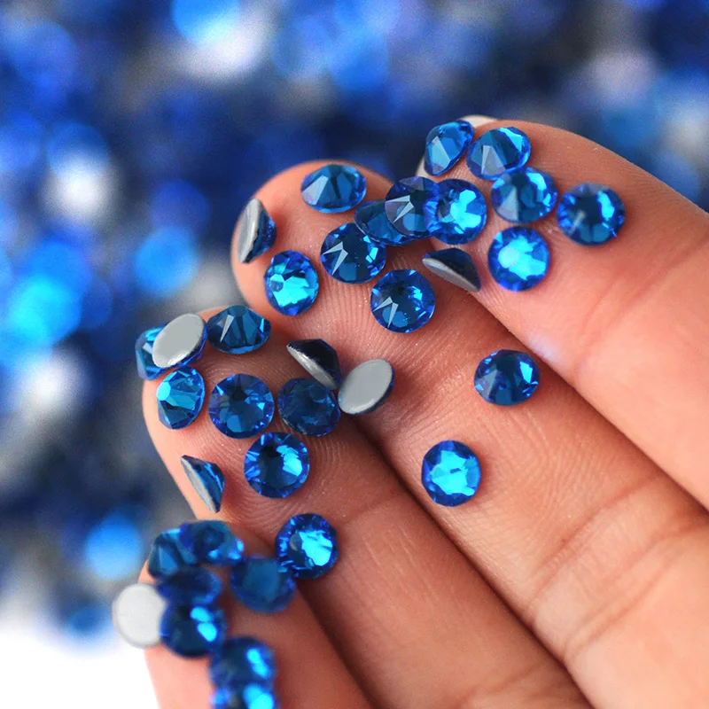 YANRUO 2088HF All Sizes Capri Blue Strass Hot Fix Glass Stones Flatback Hotfix Rhinestones Crystals For Dress Decoration