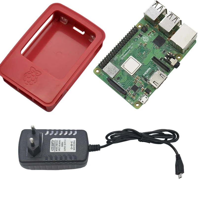 4 в 1 для Raspberry Pi 3 Model B+(Plus) плата+ Abs чехол+ 5V 3A адаптер питания+ радиатор комплект для Raspberry Pi 3B+-SCL