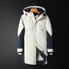 Модный брендовый пуховик, мужская зимняя куртка с капюшоном, длинное зимнее пальто, Толстая теплая парка, мужская длинная пуховая куртка, зимняя одежда