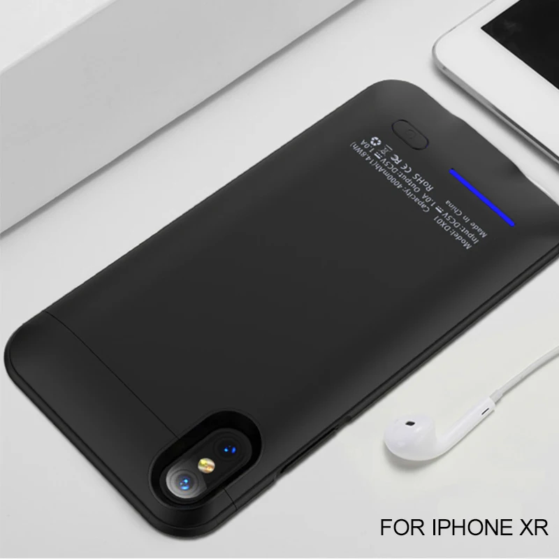 Чехол для зарядного устройства для iPhone 6, 6s, 7, 8 Plus, переносной внешний аккумулятор, чехол для iPhone X, XS, XR, XS, MAX, чехол для зарядки аккумулятора - Цвет: Black for XR