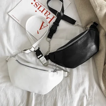 

PU fashion waist bag 2020 new messenger bag wild one-shoulder chest bag Korean chain bag female