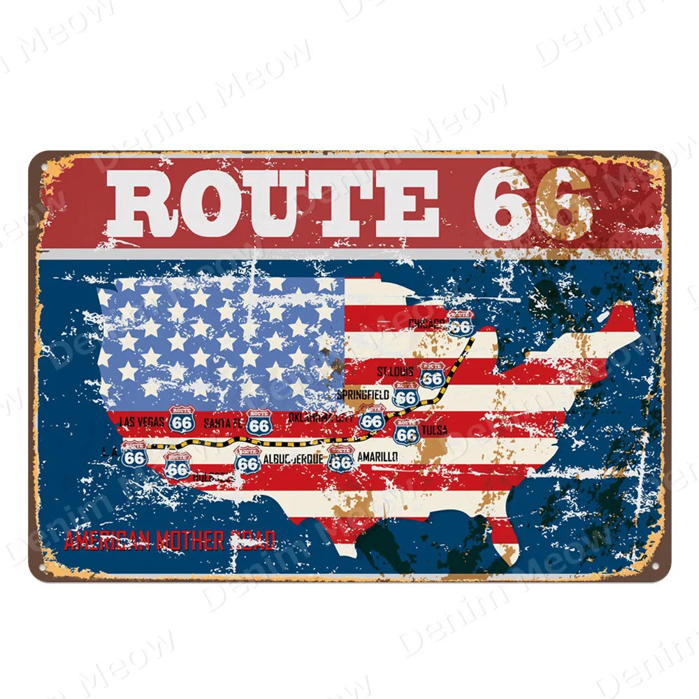 The mother road Route 66 Classic American Highway Medium Metal/Steel Wall Sign 