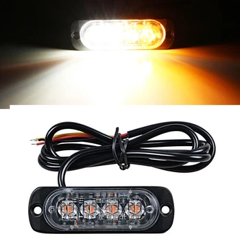 

1 Set Of 12W 12-24V 4 LED Strobe Light 19 Modes Ultra-Thin Emergency Flash Warning Caution Light For Trucks Cars Motorcycles A30