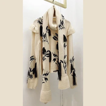 

Casual Women Sweater And Pullover 2020 Autumn Long Sleeve Scarf Collar Sweater Casual Knitted Women Sweater