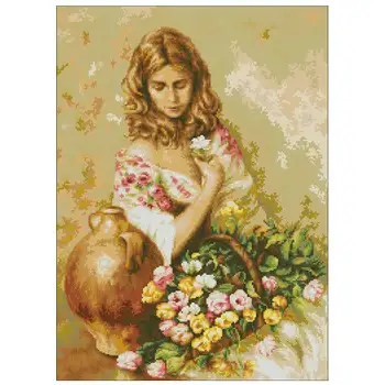 

Woman and flower patterns Counted Cross Stitch 11CT 14CT 18CT DIY Chinese Cross Stitch Kit Embroidery Needlework Sets home decor