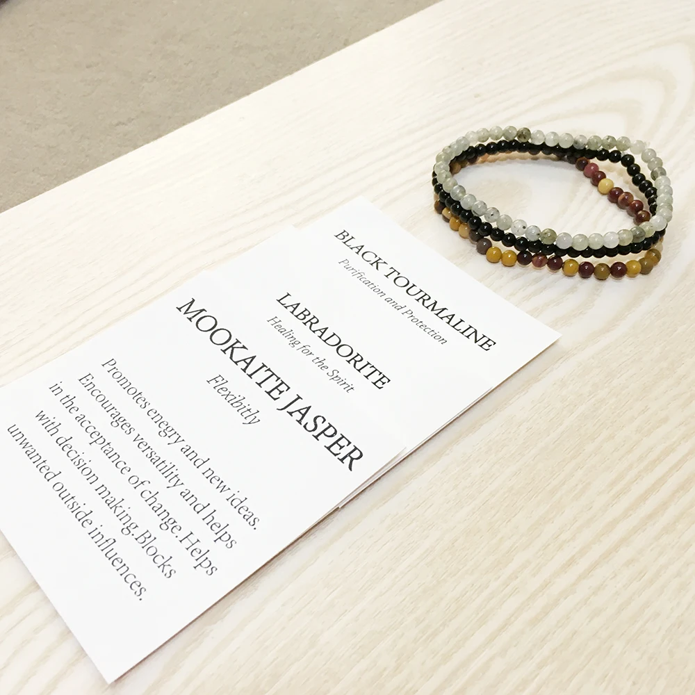 Натуральный черный турмалин Braclet дизайн Лабрадорит Мала Бусы браслет 4 мм Мини браслет с драгоценным камнем набор