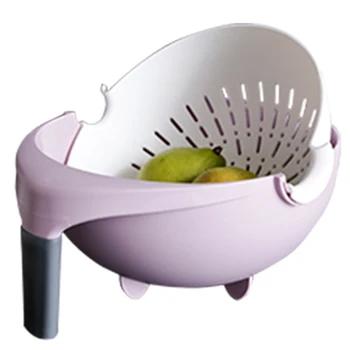 

Rotating Double Wash Basin Drain Basket Household Kitchen Plastic Washing Basket Living Room Coffee Table Fruit Storage Dish