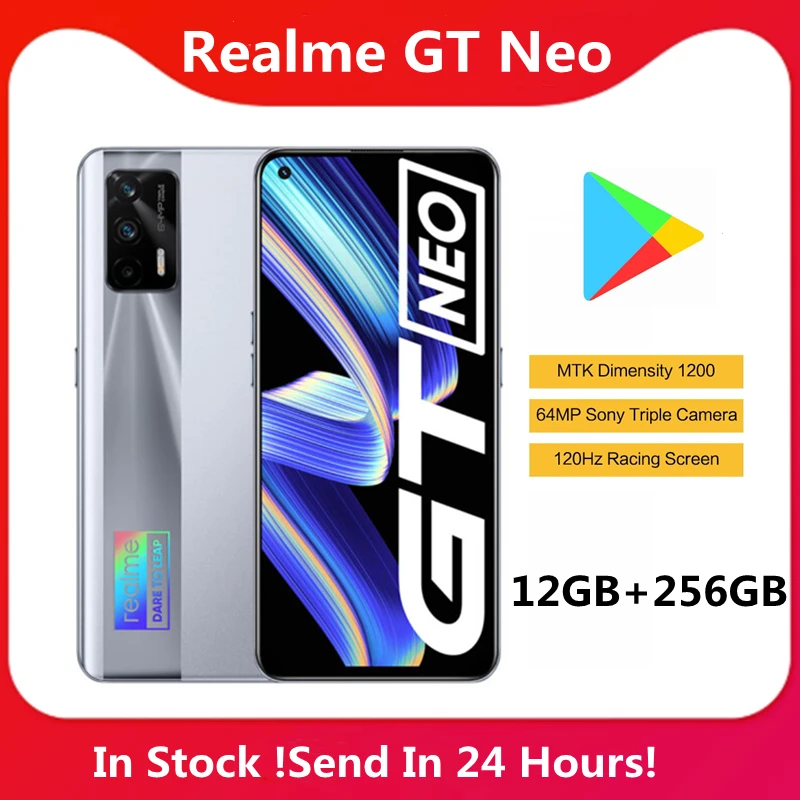 Realme GT Neo 12GB 256GB 5G akıllı telefon MTK Dimensity 1200 6.43 ''süper AMOLED ekran 4500mAh 50W süper şarj 120Hz 64MP kamera