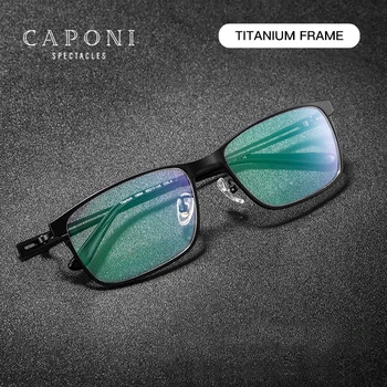 

CAPONI Optical Glasses Frame Male Business Computer Men's Eyewear Light Weight β Titanium Full Frame Eyeglasses Women J19894