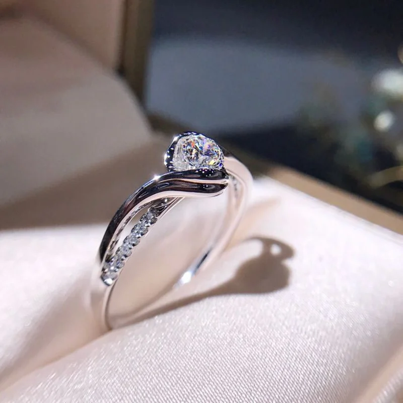 Silver Ring 925 Sterling Silver Carat Heart And Arrow Zircon For Woman silver heart ring,silver rings,silver ring