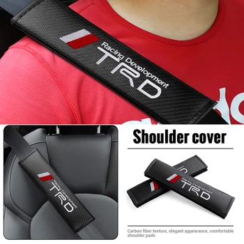 

2PCS Carbon Fiber Shoulder Protector Car Safety Seat Belt Cover for Toyota RAV4 Avensis Yaris Levin Reiz Crown Vios Corolla TRD