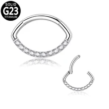 

G23 Titanium Nose Clicker CZ Oval Hinged Segment Ear Cartilage Tragus Helix Lip Studs Septum Piercing Nose Rings Fashion Jewelry