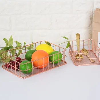

Storage Box Rose Gold Iron Nordic Makeup Storage Box Basket Eyeliner Brush Set Storage Cup Dressing Table Storage Box
