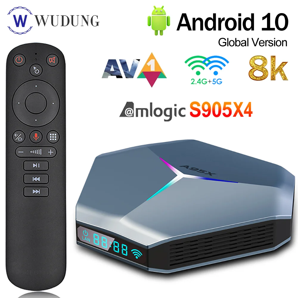 Приставка Смарт-ТВ A95X F4 Amlogic S905X4 Android 10 BT4.1 RGB-подсветка HD 2 4G/Φ AV1 A95XF4 поддержка