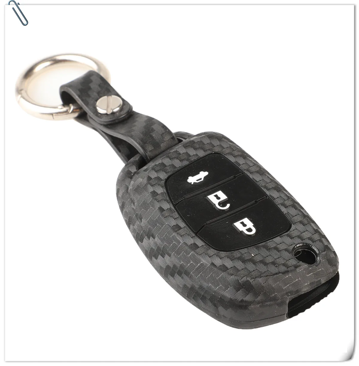 Custodia portachiavi in ​​fibra jingyuan per Hyundai Tucson Santa fe Elantra Sonata i30 i40 i25 ix35 Flip Remote Fob portachiavi in ​​carbonio - H3fd2076175f5472e82cd0a10e6d33918Y