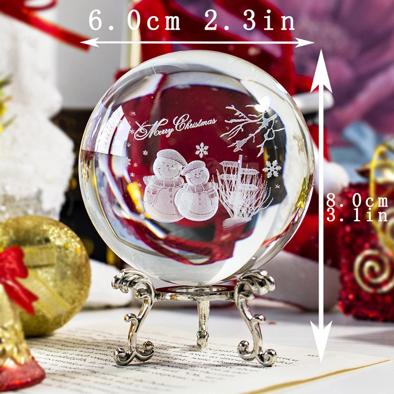 H& D 60 мм снеговик миниатюрный орнамент хрустальный шар 3D стекло с лазерной гравировкой шар Сфера домашний Декор Аксессуары Рождественский подарок