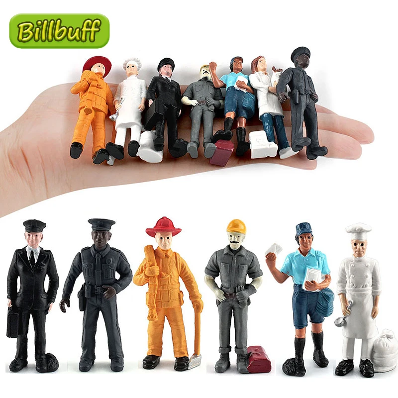 

7pcs Simulation Action Figures Profession Model Doctor Firemen Postman Staff Dolls Veterinary Educational toys for children Gift