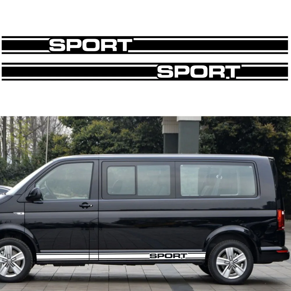 Fashion Racing Stripes Car Sticker Decorazione Sportiva Per Vw T5 T6 Truck Trailer Body Stick Vinyl Ricambi Auto Convertito Una Porta Laterale