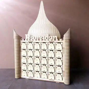 

Wooden MDF Eid Mubarak Ramadan Advent Calendar 30 Day Countdown Muslim Islamic Countdown House Drawer Decorations Ornament Gift