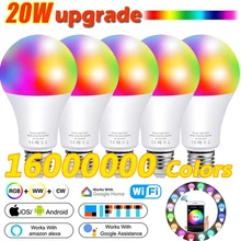 IR Remote or WiFi Smart Light Bulb E27 B22 LED Lamp RGB Work with Alexa/Google Home Tuya Dimmable Timer Function RGB LED Bulb