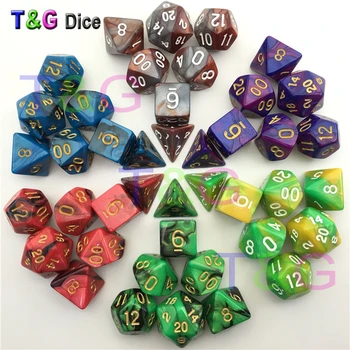 

7pcs/set Mix color Golden Digital Dice Set dnd,RPG dice d4 d6 d8 d10 d% d12 d20 Promotion game gifts