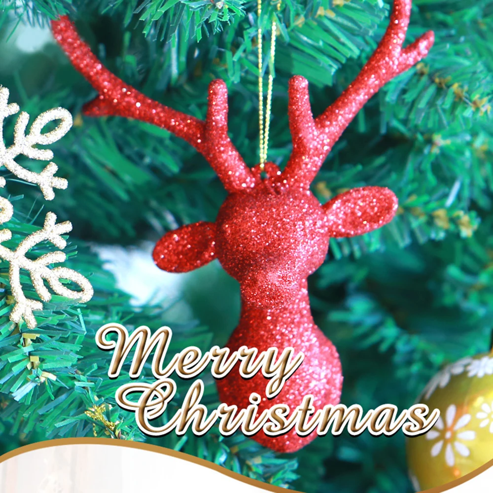 3pcs Christmas Tree Decor Painted Elk Pendant Xmas Party Decor Deer Pendants Christmas Decoration for Home Gifts