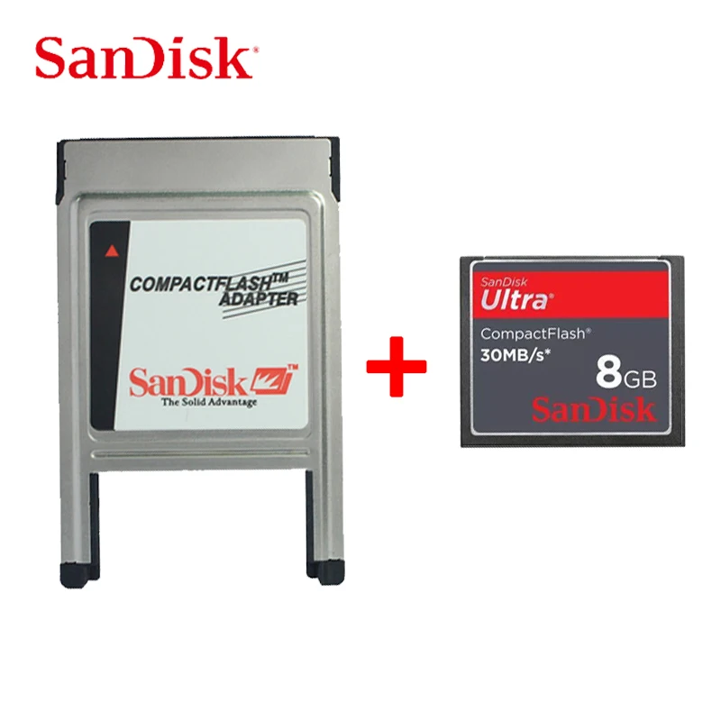 SanDisk карта памяти камеры CF 8G Canon Nikon 60 МБ/с./с 50 м/с 30 м/с высокоскоростная карта CF с адаптером CF для ПК PCMCIA - Емкость: 8GB30MBS And adapter